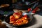 Rustic chicken wings in honey with potato wedges