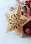 Rustic christmas decoration with golden star