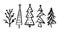 Rustic Christmas tree winter forest vector set