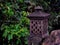 Rustic Clay Lantern Illuminated by the Morning Sun