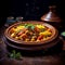 Rustic Clay Pot Full of Hearty Moroccan Vegetable Tagine