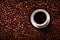 Rustic Coffee background closeup topview. Generate Ai