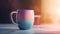 Rustic coffee cup on old fashioned table with copy space background generated by AI