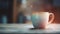 A rustic coffee cup on wooden table, a perfect still life generated by AI