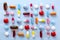 Rustic composition with multiple pills laid out in a pattern