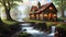 Rustic concept background photorealistic fantasy house display