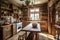 rustic and cottage-style kitchen, with cabinets in warm wood tones and vintage knobs