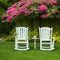 Rustic, country garden scene with white rocking chairs & fresh flowers - AI Generated