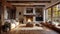 rustic country home, cozy country home with rustic wooden furniture and fireplace creates a warm and inviting ambiance