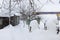 Rustic courtyard in the snow