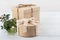 Rustic craft gift boxes with wild flowers