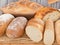 Rustic Delights: Artisanal Breads on Wooden Display