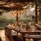 Rustic Dining Setup in Breathtaking Natural Landscape