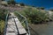 Rustic dock view at Bill Evans lake, New Mexico.