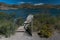 A rustic dock view at Bill Evans lake, New Mexico.