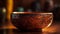 Rustic earthenware mug on ornate wooden table, Chinese cultural decoration generated by AI