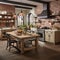 Rustic farmhouse kitchen, stylish spacious cooking area, interior design