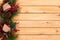 Rustic festive Christmas border with burlap bows