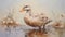 Rustic Figurative Duck Painting With Impasto Texture