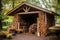 rustic firewood storage shed with stacked logs