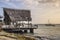 Rustic fishing pier in Curacao at sunset