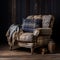 Rustic Flannel Armchair With Atmospheric Lighting And Moody Aesthetics