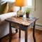 Rustic Flannel End Table With Natural Grain And Vintage Charm