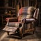 Rustic Flannel Recliner: Vintage Charm In Deconstructed Americana Style