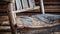 Rustic Flannel Rocking Chair: Vintage Charm With Natural Grain And Peeling Paint