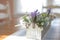 Rustic floral arrangement in dining room