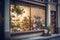 Rustic Flower Shop Windows Displaying Beautiful Blooms, Generative AI