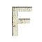 Rustic font. The letter F cut out of paper on the background of old rustic wall with peeling paint and cracks. Set of simple