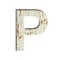 Rustic font. The letter P cut out of paper on the background of old rustic wall with peeling paint and cracks. Set of simple