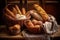 rustic french breads and baguettes in a basket