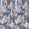 Rustic french grey leaf printed fabric. Seamless european style soft furnishing textile pattern. Batik all over digital