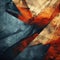 Rustic futurism abstract art with dark orange and blue tones