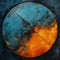 Rustic Futurism Blue And Orange Artwork With Tactile Textured Paintings