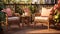 Rustic Garden Haven: Rattan Patio Set\\\'s Sunny Paradise