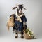 Rustic Goat In Traditional Bavarian Clothing With Handmade Flowers