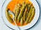 Rustic greek mediterranean stewed okra