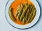 Rustic greek mediterranean stewed okra