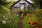 rustic greenhouse nestled among wildflowers