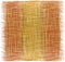 Rustic grunge striped woven rug, mat, carpet, plaid with fringe in brown, beige, orange colors isolated on white