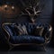 Rustic Handmade Wood Carved Loveseat Sofa in Dark Colors, Decorative Wood Branch, Modern Art Interior Furniture, Generative AI