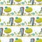 Rustic House in Countryside Craft Seamless Pattern