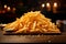 Rustic indulgence golden fries on a wooden table, text ready