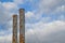 Rustic Industrial Towers Against Dynamic Sky in Warsaw, Indiana