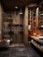 Rustic interior design of modern bathroom