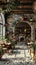 Rustic Italian trattoria with exposed beams terracotta pots