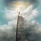 Rustic ladder going to heaven. Created with Generative AI